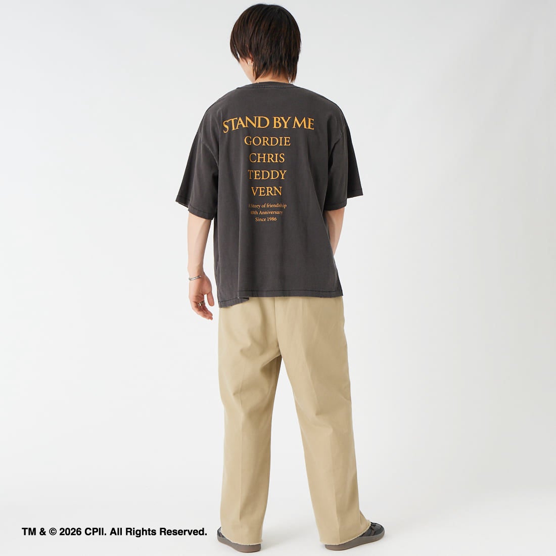 Jeans Factory Clothes [ジーンズファクトリークローズ] STAND BY ME / 40TH ANNIVERSARY Tシャツ [JFC-262-036] BLACK &&モデル身長：177cm 着用サイズ：L&&