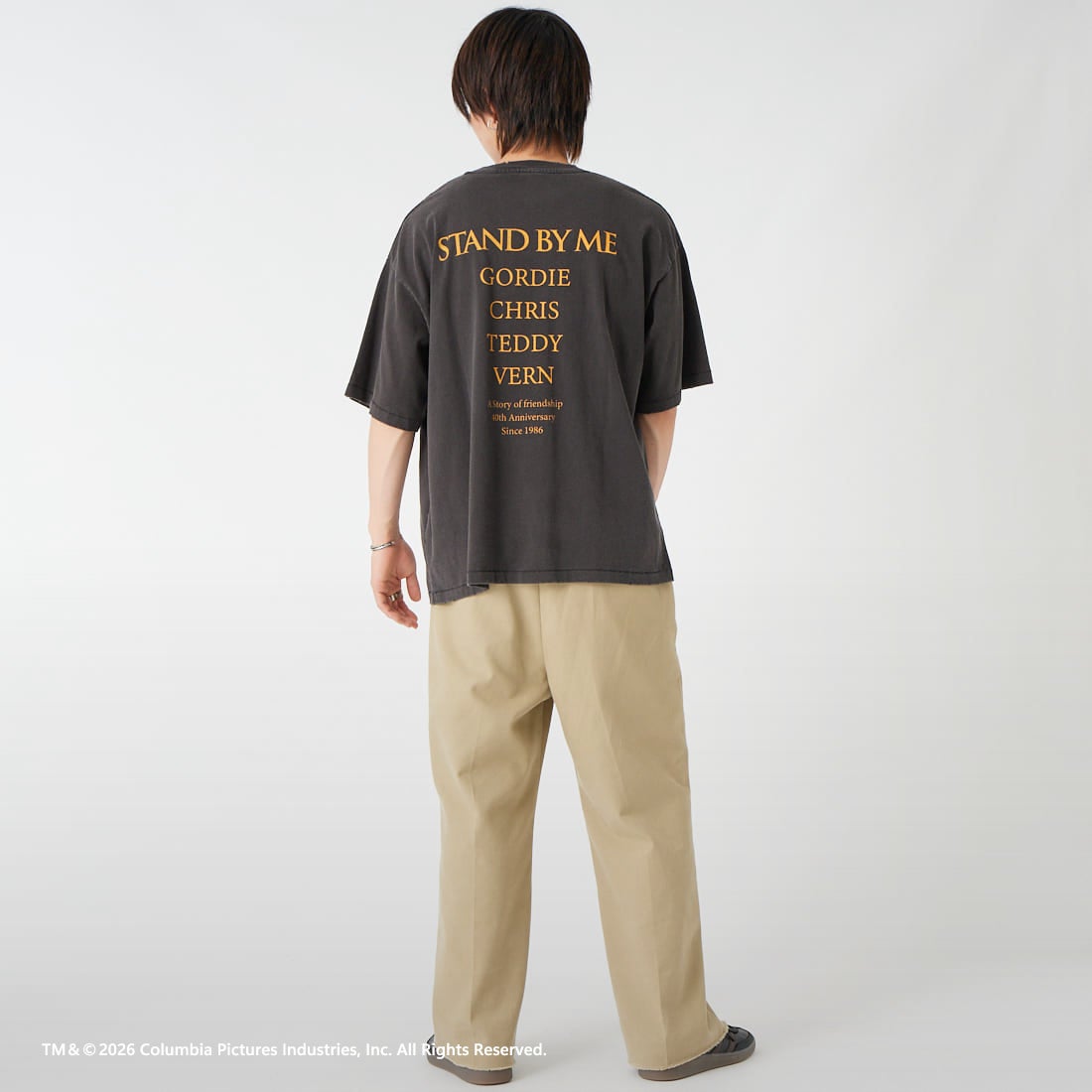 Jeans Factory Clothes [ジーンズファクトリークローズ] STAND BY ME / 40TH ANNIVERSARY Tシャツ [JFC-262-036] BLACK &&モデル身長：177cm 着用サイズ：L&&
