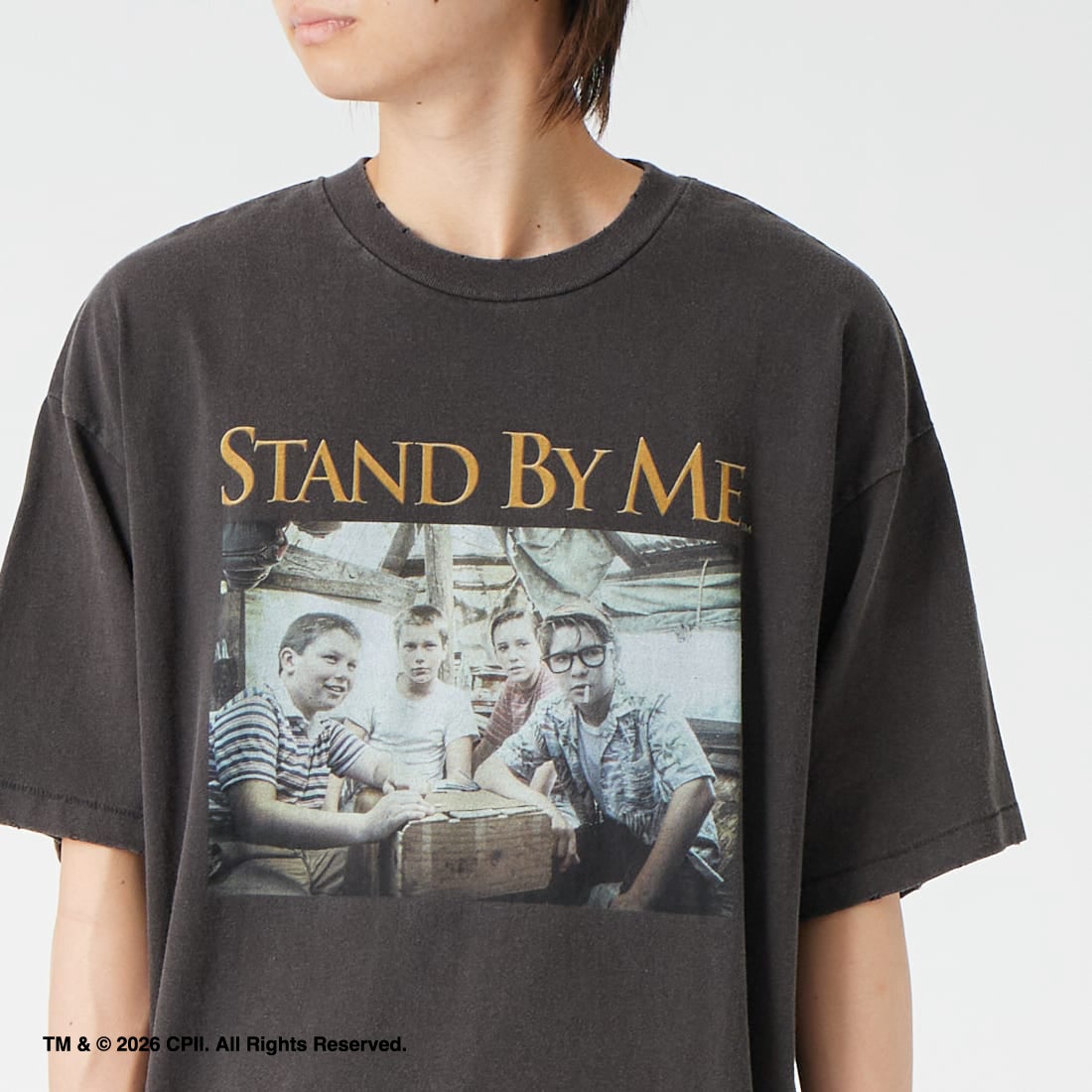 Jeans Factory Clothes [ジーンズファクトリークローズ] STAND BY ME / 40TH ANNIVERSARY Tシャツ [JFC-262-036] BLACK &&モデル身長：177cm 着用サイズ：L&&