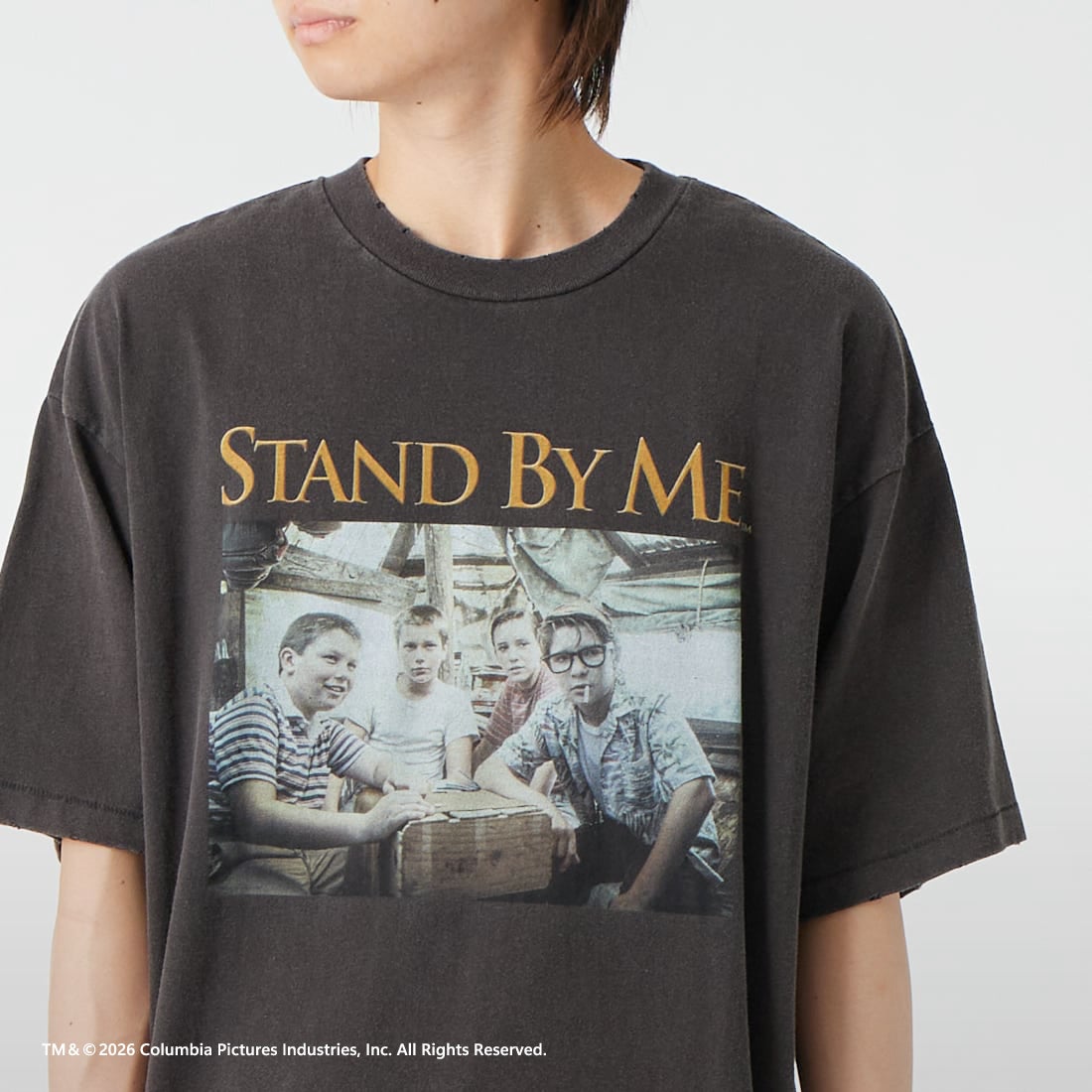Jeans Factory Clothes [ジーンズファクトリークローズ] STAND BY ME / 40TH ANNIVERSARY Tシャツ [JFC-262-036] BLACK &&モデル身長：177cm 着用サイズ：L&&