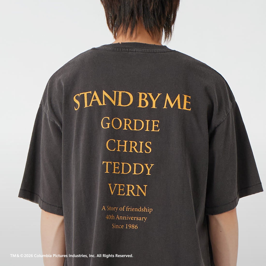 Jeans Factory Clothes [ジーンズファクトリークローズ] STAND BY ME / 40TH ANNIVERSARY Tシャツ [JFC-262-036] BLACK &&モデル身長：177cm 着用サイズ：L&&