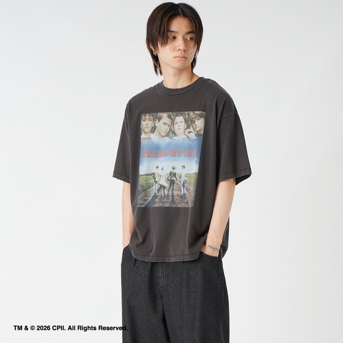 Jeans Factory Clothes [ジーンズファクトリークローズ] STAND BY ME / 40TH ANNIVERSARY Tシャツ [JFC-262-037] BLACK &&モデル身長：177cm 着用サイズ：L&&