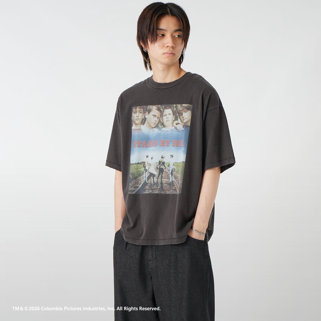 Jeans Factory Clothes [ジーンズファクトリークローズ] STAND BY ME / 40TH ANNIVERSARY Tシャツ [JFC-262-037] BLACK &&モデル身長：177cm 着用サイズ：L&&