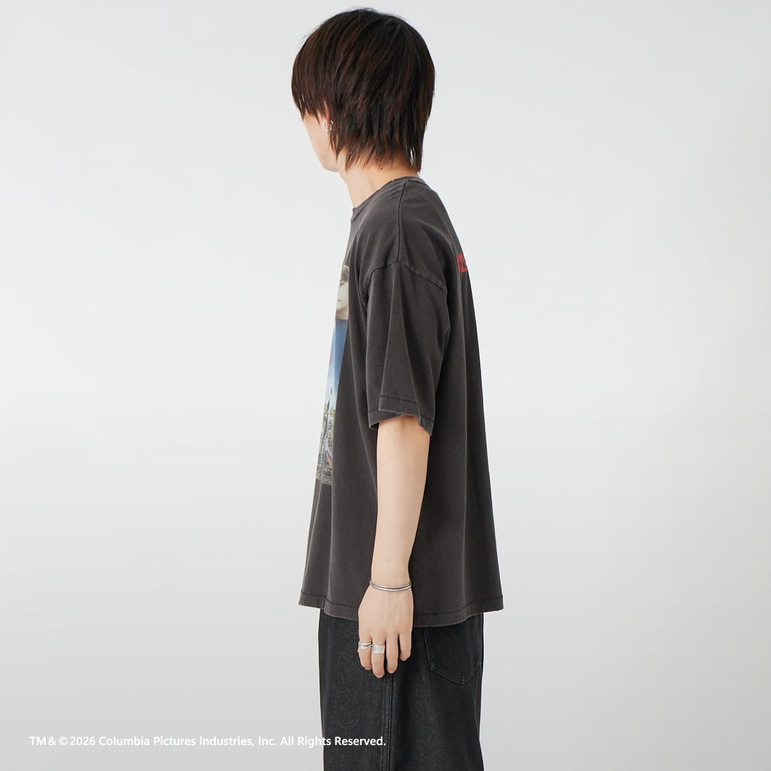 Jeans Factory Clothes [ジーンズファクトリークローズ] STAND BY ME / 40TH ANNIVERSARY Tシャツ [JFC-262-037] BLACK &&モデル身長：177cm 着用サイズ：L&&