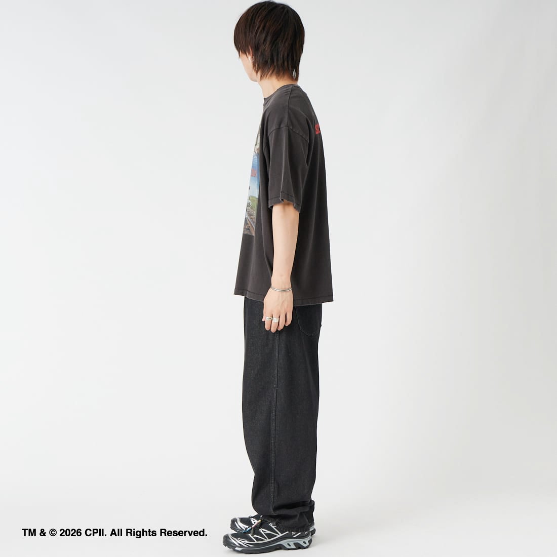 Jeans Factory Clothes [ジーンズファクトリークローズ] STAND BY ME / 40TH ANNIVERSARY Tシャツ [JFC-262-037] BLACK &&モデル身長：177cm 着用サイズ：L&&