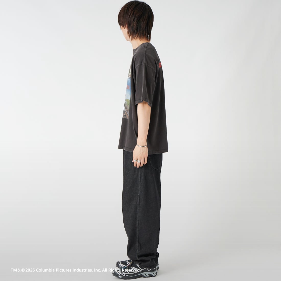 Jeans Factory Clothes [ジーンズファクトリークローズ] STAND BY ME / 40TH ANNIVERSARY Tシャツ [JFC-262-037] BLACK &&モデル身長：177cm 着用サイズ：L&&