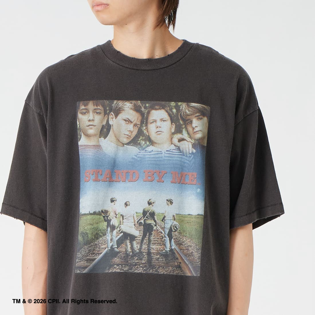 Jeans Factory Clothes [ジーンズファクトリークローズ] STAND BY ME / 40TH ANNIVERSARY Tシャツ [JFC-262-037] BLACK &&モデル身長：177cm 着用サイズ：L&&