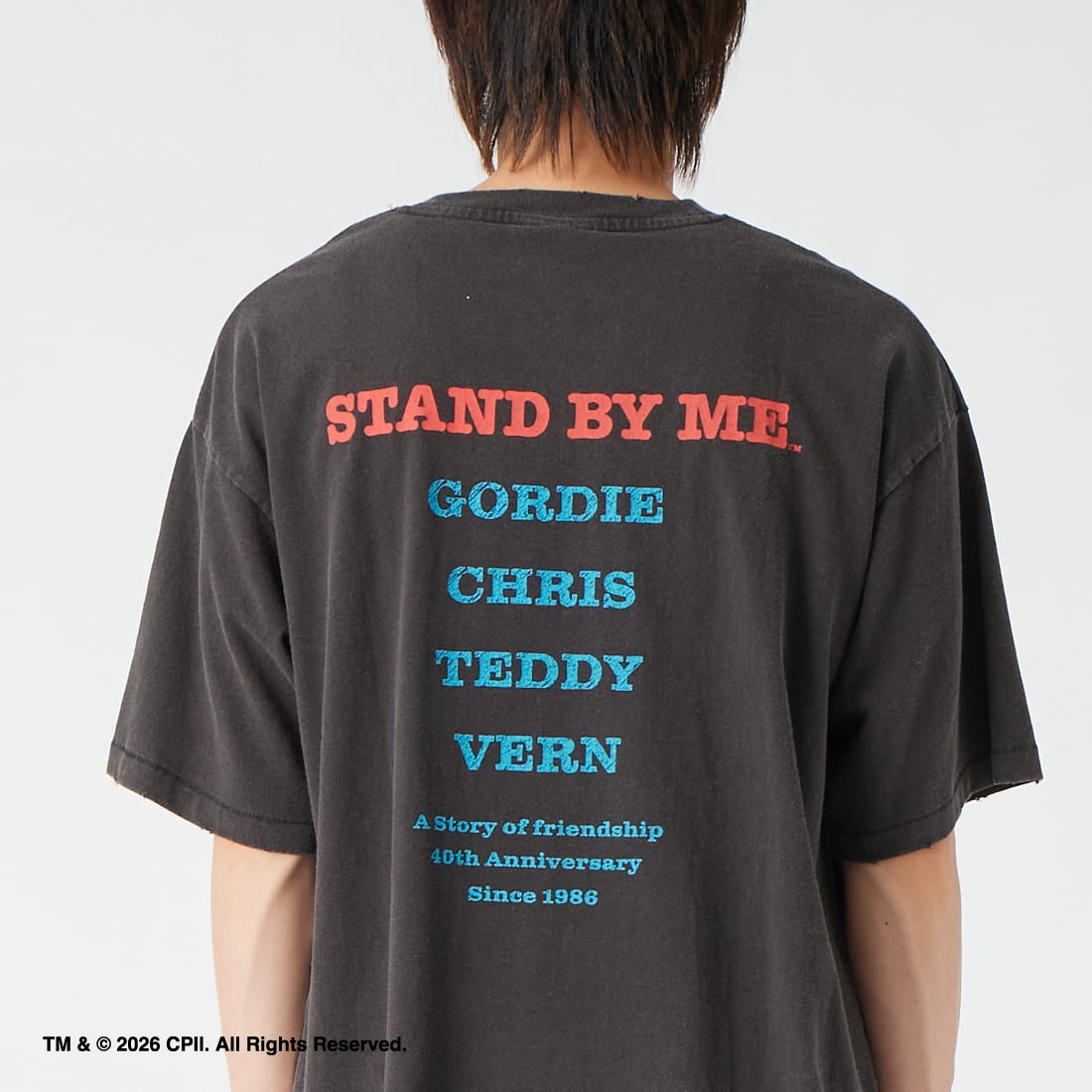 Jeans Factory Clothes [ジーンズファクトリークローズ] STAND BY ME / 40TH ANNIVERSARY Tシャツ [JFC-262-037] BLACK &&モデル身長：177cm 着用サイズ：L&&