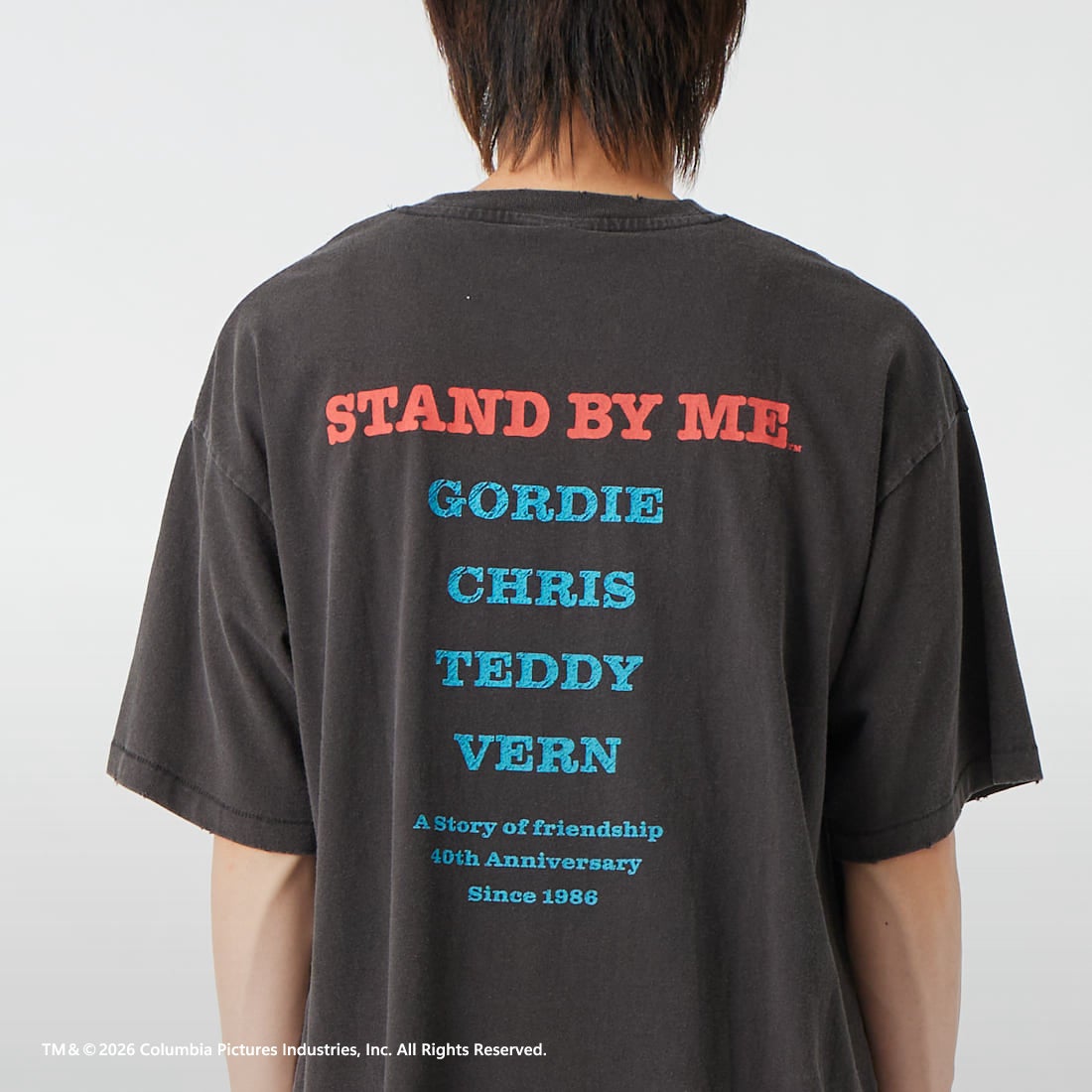 Jeans Factory Clothes [ジーンズファクトリークローズ] STAND BY ME / 40TH ANNIVERSARY Tシャツ [JFC-262-037] BLACK &&モデル身長：177cm 着用サイズ：L&&
