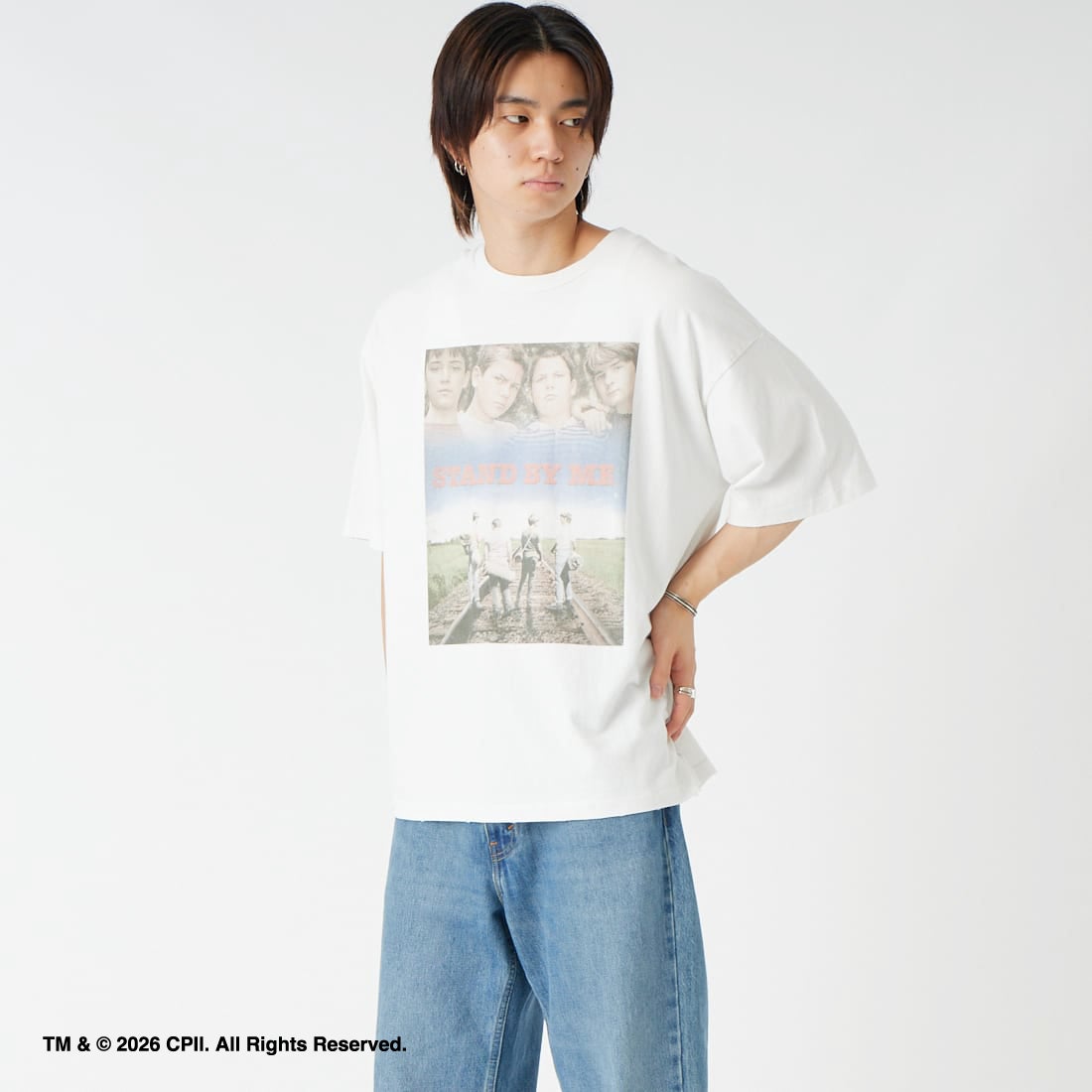 Jeans Factory Clothes [ジーンズファクトリークローズ] STAND BY ME / 40TH ANNIVERSARY Tシャツ [JFC-262-037] WHITE &&モデル身長：177cm 着用サイズ：L&&