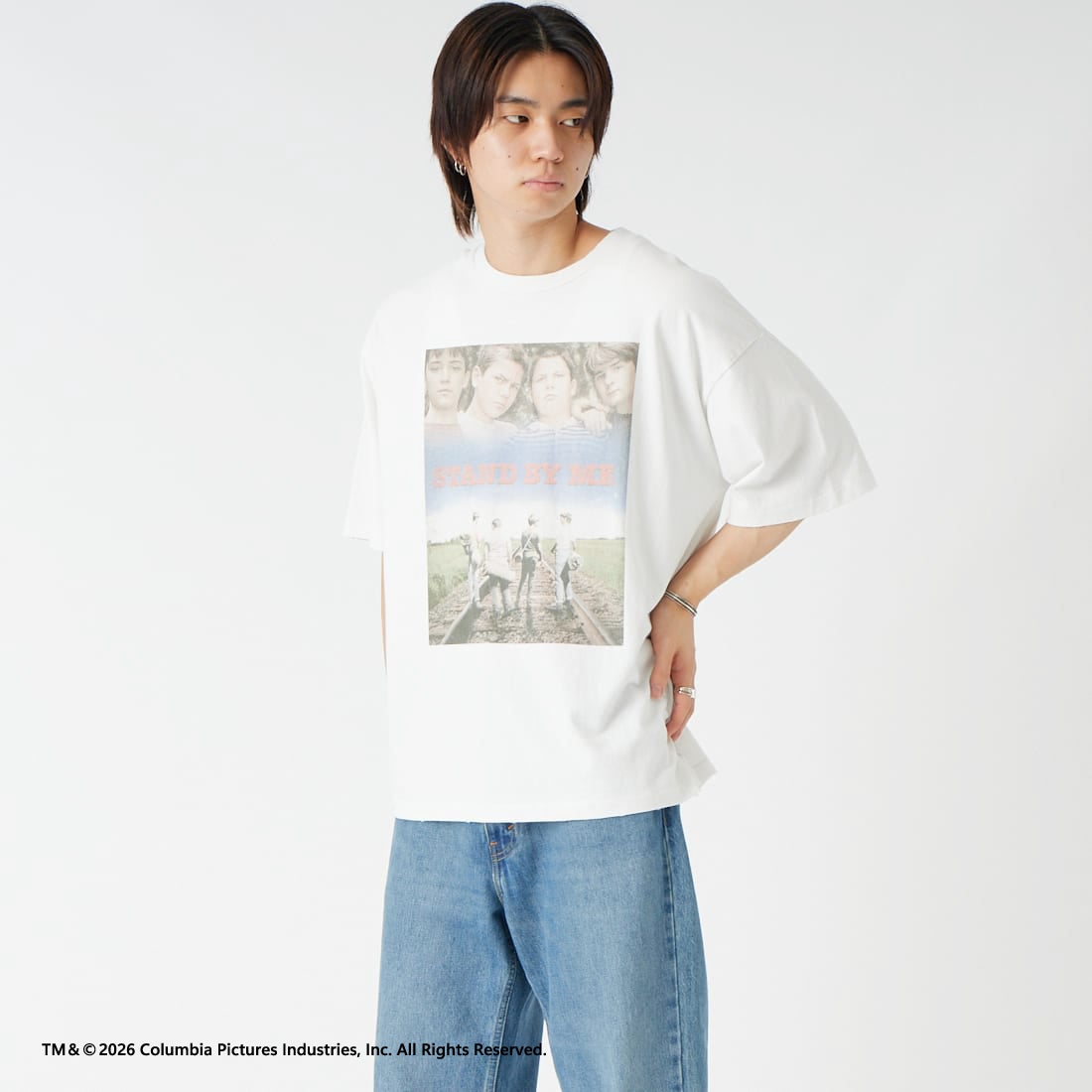 Jeans Factory Clothes [ジーンズファクトリークローズ] STAND BY ME / 40TH ANNIVERSARY Tシャツ [JFC-262-037] WHITE &&モデル身長：177cm 着用サイズ：L&&