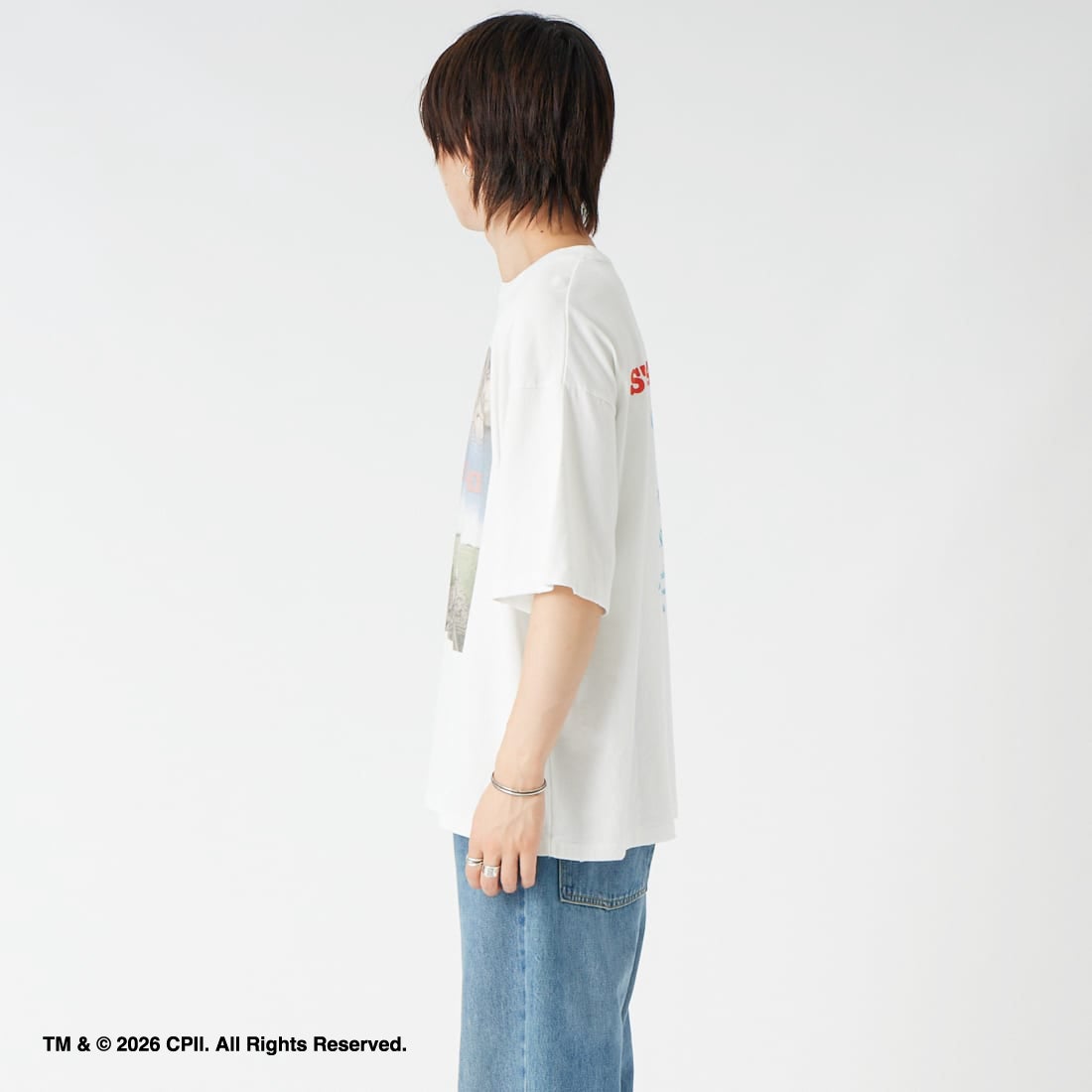 Jeans Factory Clothes [ジーンズファクトリークローズ] STAND BY ME / 40TH ANNIVERSARY Tシャツ [JFC-262-037] WHITE &&モデル身長：177cm 着用サイズ：L&&