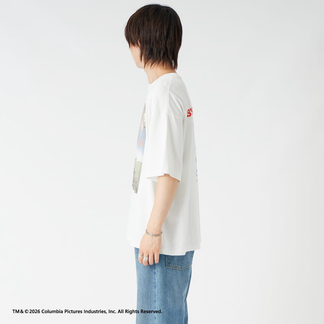 Jeans Factory Clothes [ジーンズファクトリークローズ] STAND BY ME / 40TH ANNIVERSARY Tシャツ [JFC-262-037] WHITE &&モデル身長：177cm 着用サイズ：L&&