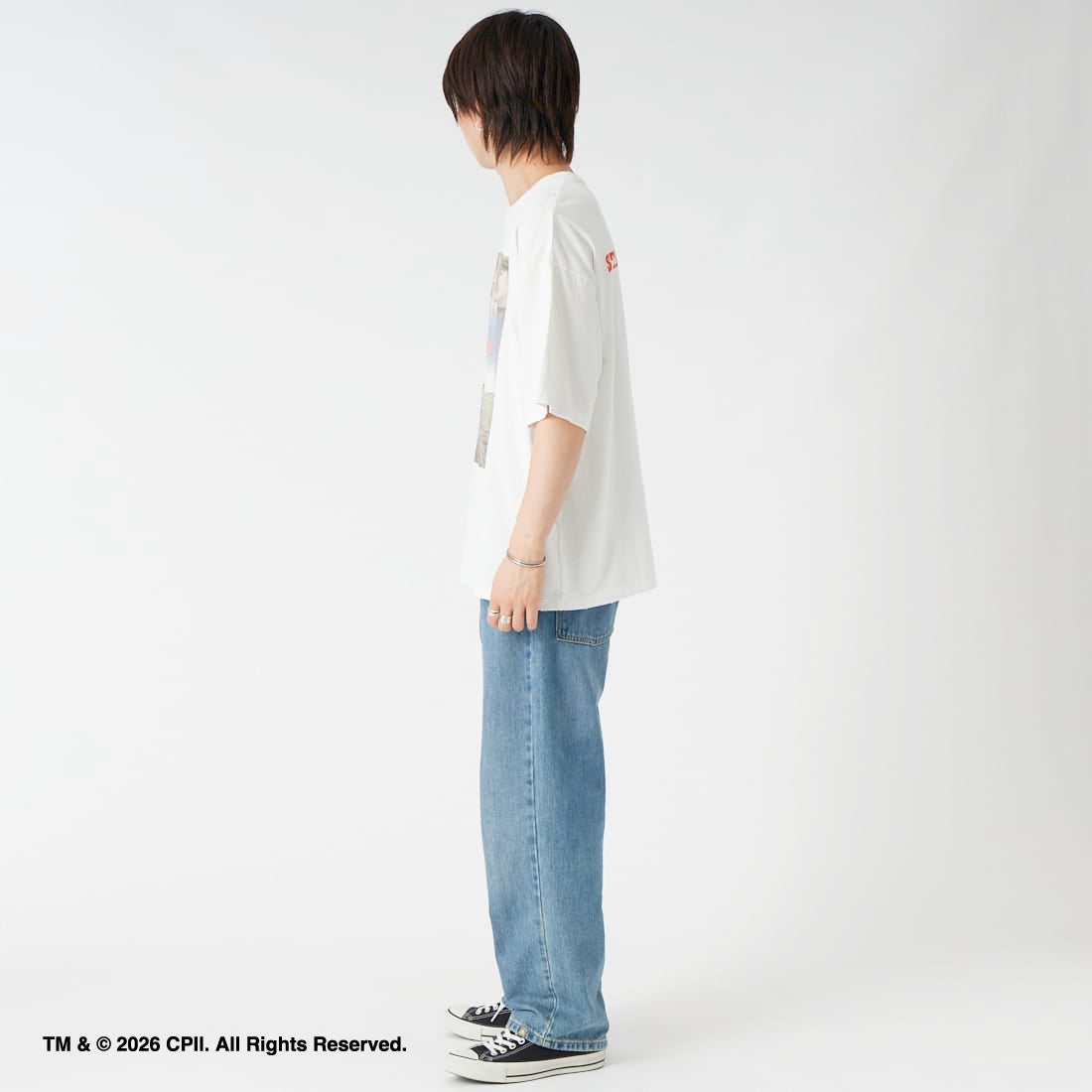 Jeans Factory Clothes [ジーンズファクトリークローズ] STAND BY ME / 40TH ANNIVERSARY Tシャツ [JFC-262-037] WHITE &&モデル身長：177cm 着用サイズ：L&&