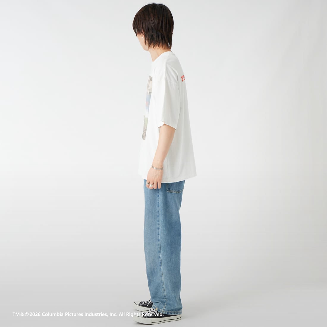 Jeans Factory Clothes [ジーンズファクトリークローズ] STAND BY ME / 40TH ANNIVERSARY Tシャツ [JFC-262-037] WHITE &&モデル身長：177cm 着用サイズ：L&&