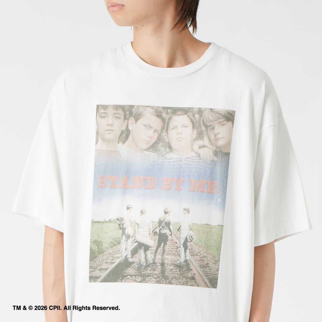 Jeans Factory Clothes [ジーンズファクトリークローズ] STAND BY ME / 40TH ANNIVERSARY Tシャツ [JFC-262-037] WHITE &&モデル身長：177cm 着用サイズ：L&&