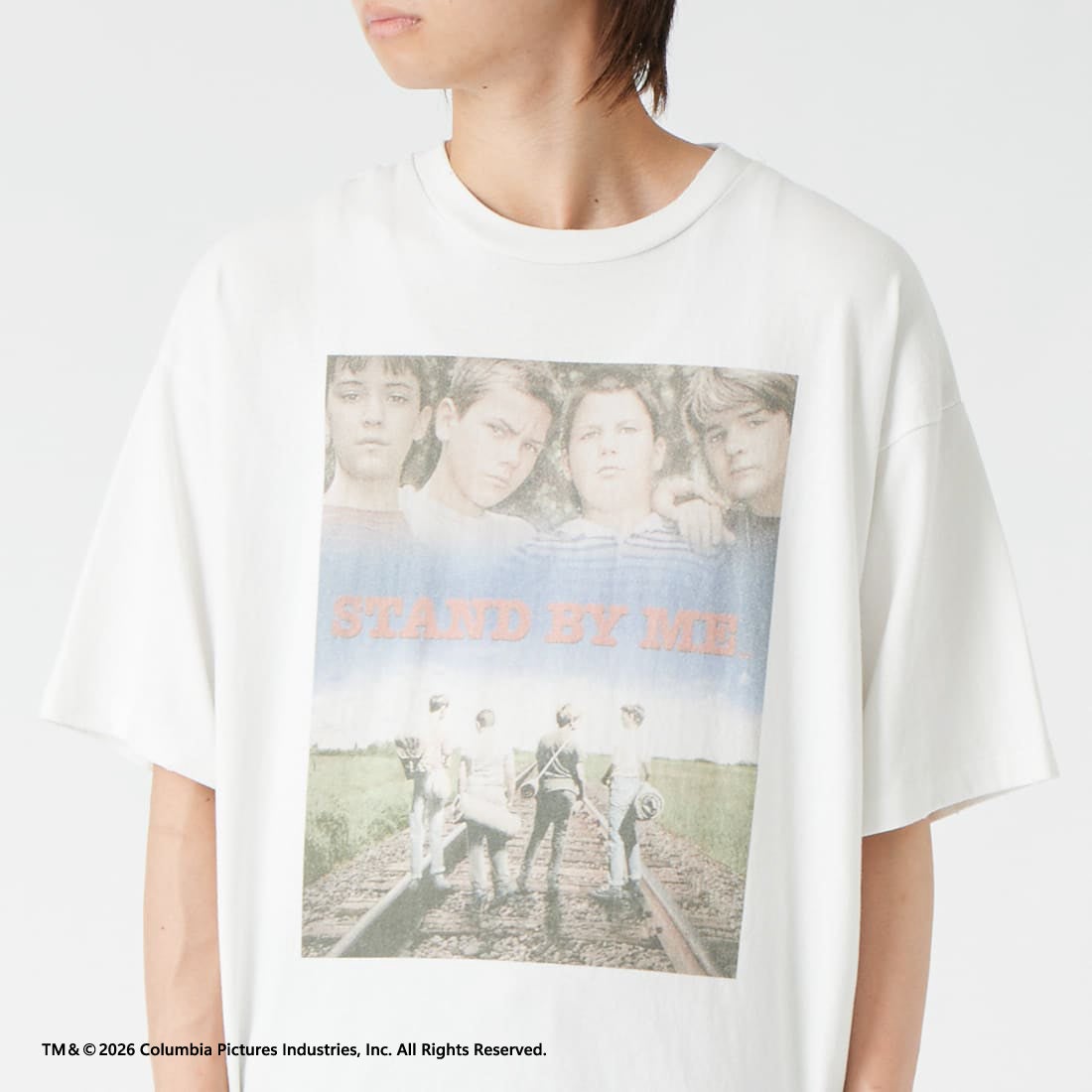 Jeans Factory Clothes [ジーンズファクトリークローズ] STAND BY ME / 40TH ANNIVERSARY Tシャツ [JFC-262-037] WHITE &&モデル身長：177cm 着用サイズ：L&&