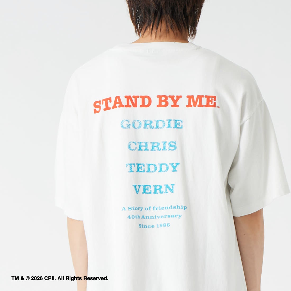 Jeans Factory Clothes [ジーンズファクトリークローズ] STAND BY ME / 40TH ANNIVERSARY Tシャツ [JFC-262-037] WHITE &&モデル身長：177cm 着用サイズ：L&&