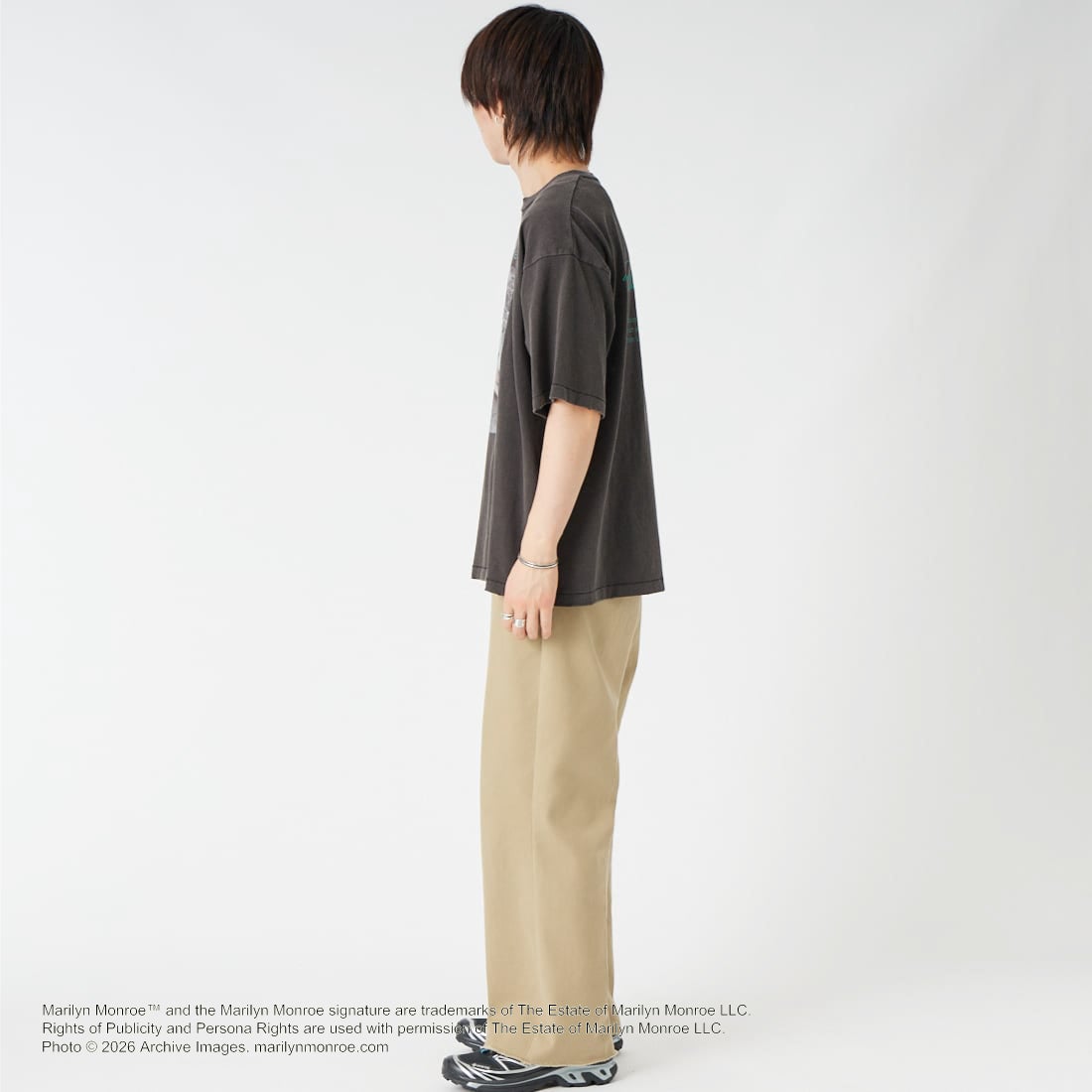 Jeans Factory Clothes [ジーンズファクトリークローズ] MARILYN MONROE / 100TH ANNIVERSARY Tシャツ [JFC-262-039] BLACK &&モデル身長：177cm 着用サイズ：L&&
