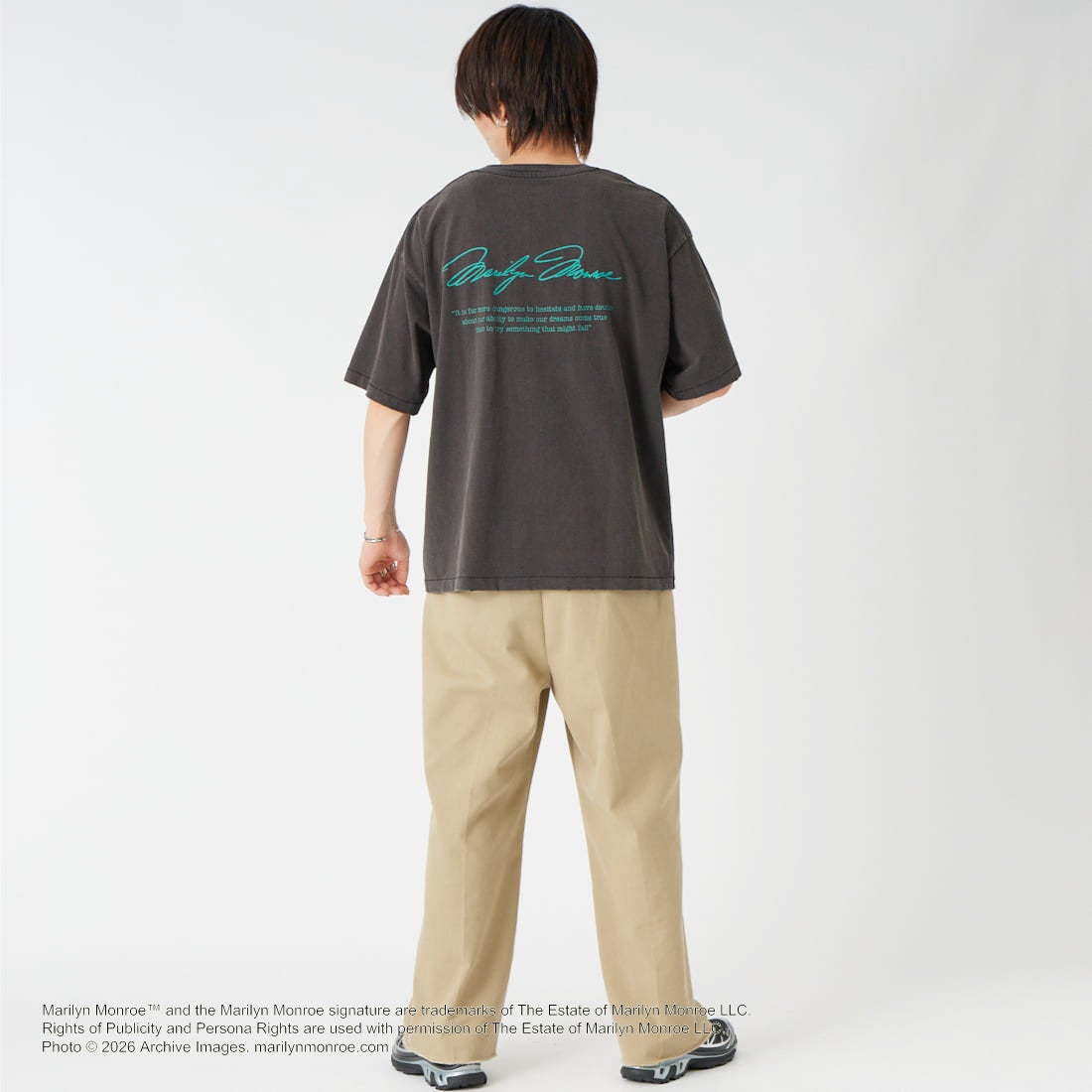 Jeans Factory Clothes [ジーンズファクトリークローズ] MARILYN MONROE / 100TH ANNIVERSARY Tシャツ [JFC-262-039] BLACK &&モデル身長：177cm 着用サイズ：L&&