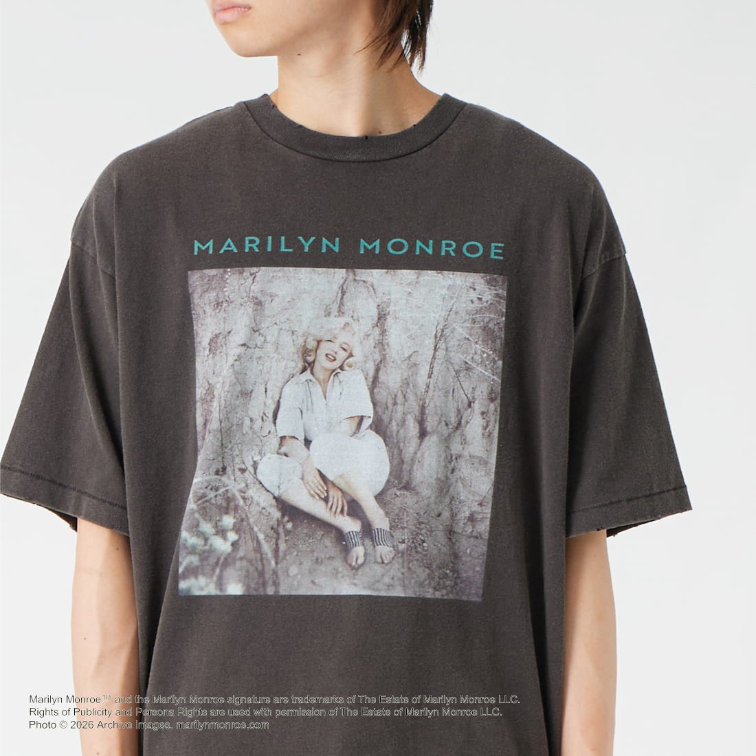 Jeans Factory Clothes [ジーンズファクトリークローズ] MARILYN MONROE / 100TH ANNIVERSARY Tシャツ [JFC-262-039] BLACK &&モデル身長：177cm 着用サイズ：L&&