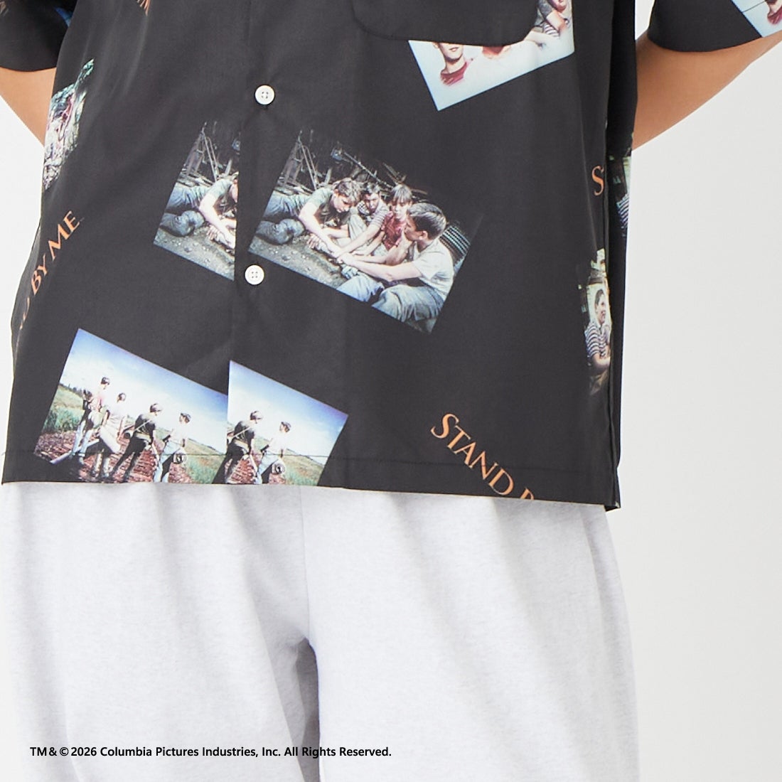 Jeans Factory Clothes [ジーンズファクトリークローズ] STAND BY ME / 40TH ANNIVERSARYハワイアンシャツ [JFC-262-038] BLACK &&モデル身長：162cm 着用サイズ：S&&