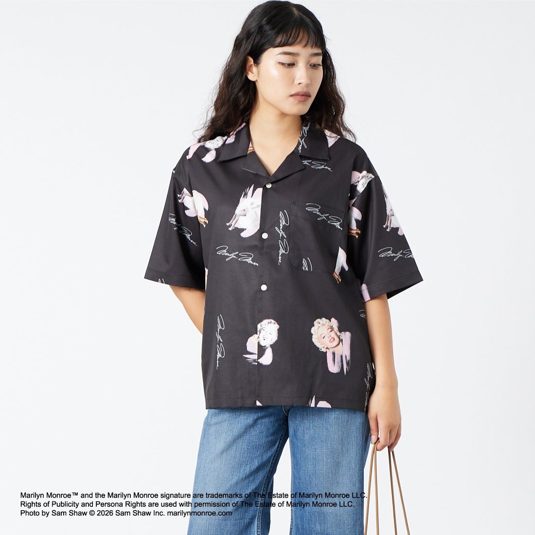 Jeans Factory Clothes [ジーンズファクトリークローズ] MARILYN MONROE / 100TH ANNIVERSARYハワイアンシャツ [JFC-262-041] BLACK
