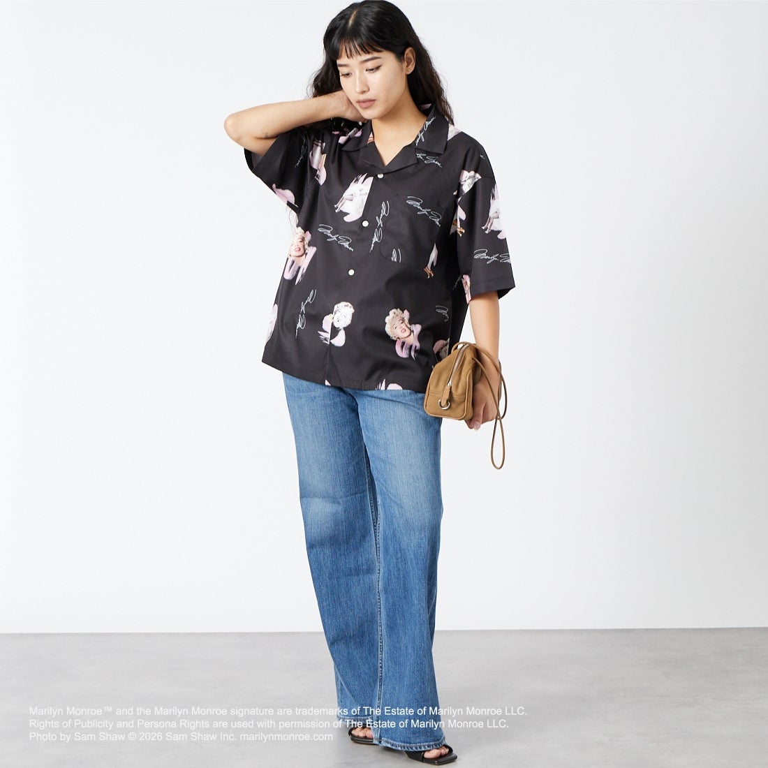 Jeans Factory Clothes [ジーンズファクトリークローズ] MARILYN MONROE / 100TH ANNIVERSARYハワイアンシャツ [JFC-262-041] BLACK
