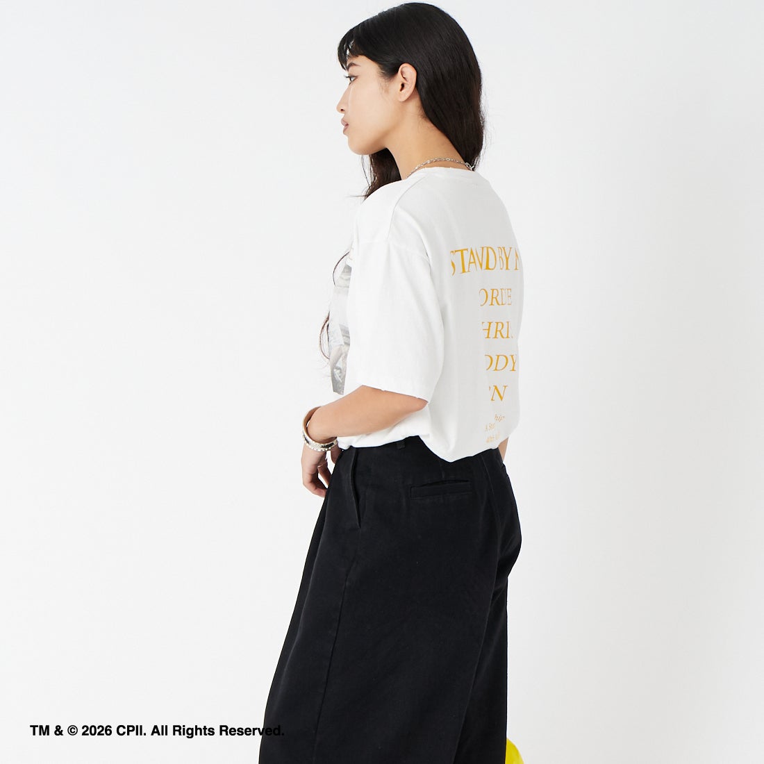 Jeans Factory Clothes [ジーンズファクトリークローズ] STAND BY ME / 40TH ANNIVERSARY Tシャツ [JFC-262-036] WHITE &&モデル身長：162cm 着用サイズ：S&&