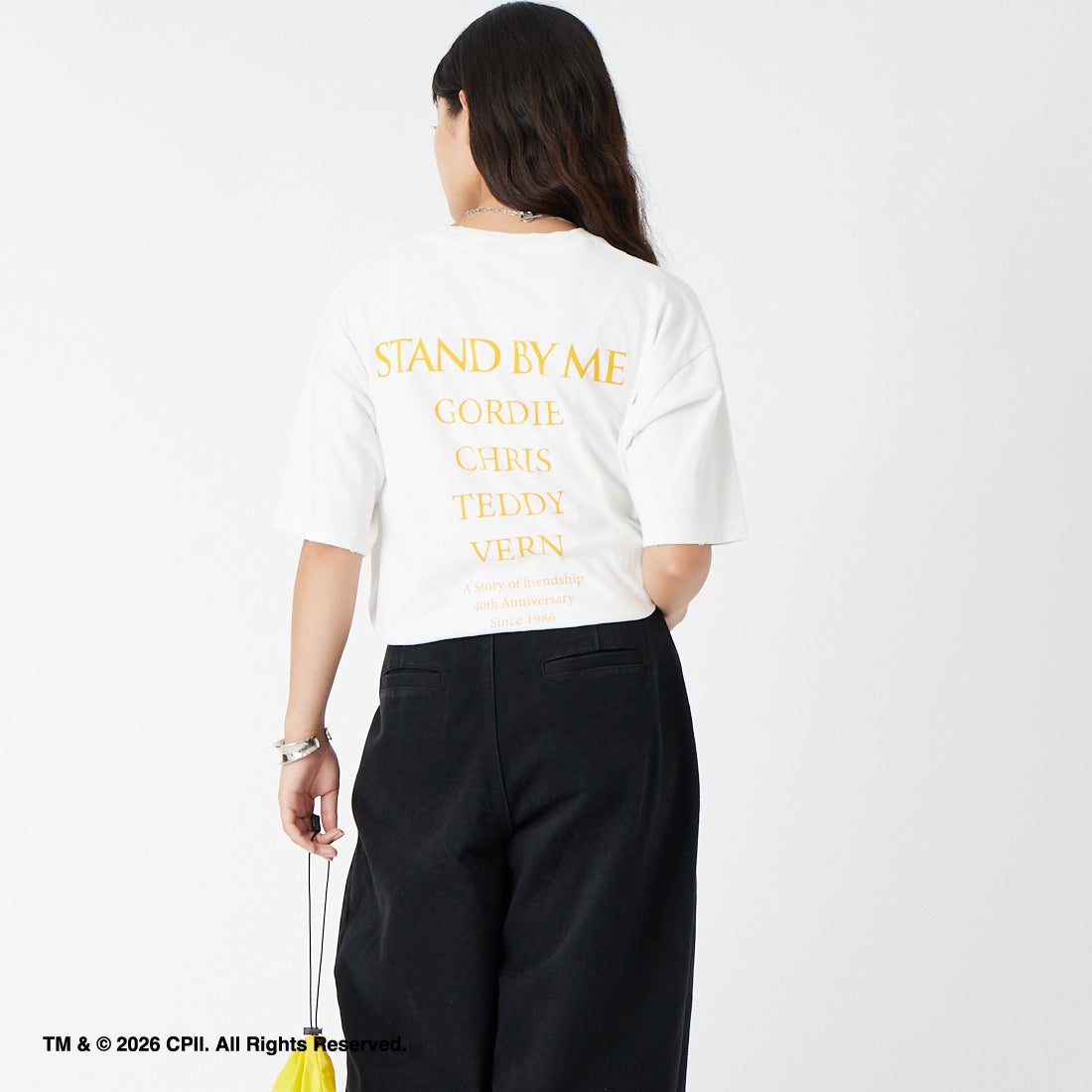 Jeans Factory Clothes [ジーンズファクトリークローズ] STAND BY ME / 40TH ANNIVERSARY Tシャツ [JFC-262-036] WHITE &&モデル身長：162cm 着用サイズ：S&&