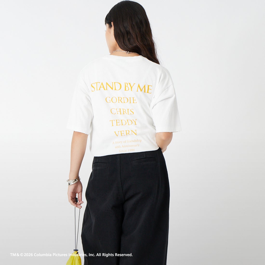 Jeans Factory Clothes [ジーンズファクトリークローズ] STAND BY ME / 40TH ANNIVERSARY Tシャツ [JFC-262-036] WHITE &&モデル身長：162cm 着用サイズ：S&&