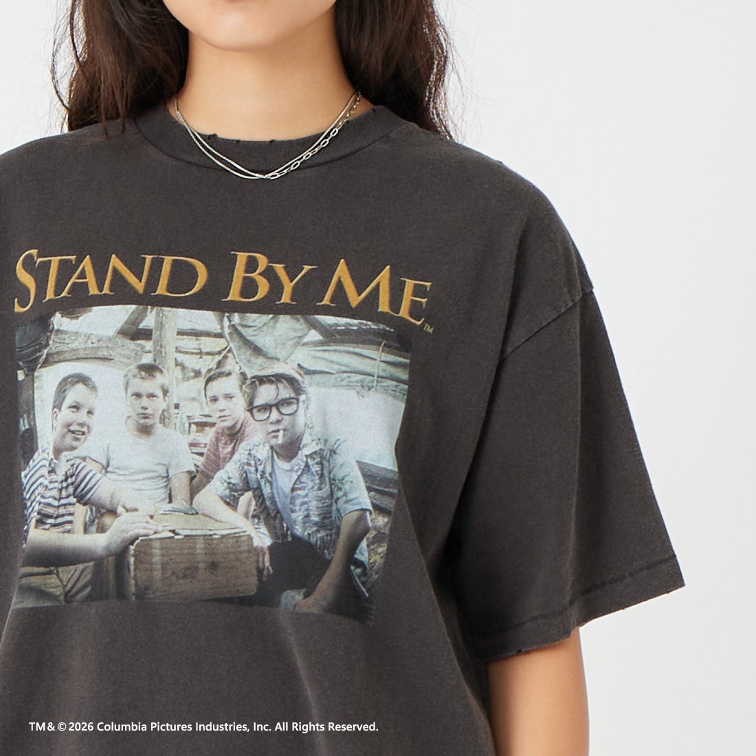 Jeans Factory Clothes [ジーンズファクトリークローズ] STAND BY ME / 40TH ANNIVERSARY Tシャツ [JFC-262-036] BLACK &&モデル身長：162cm 着用サイズ：S&&