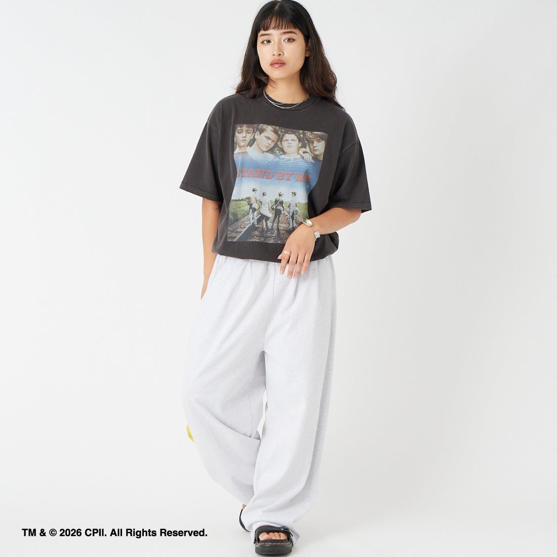 Jeans Factory Clothes [ジーンズファクトリークローズ] STAND BY ME / 40TH ANNIVERSARY Tシャツ [JFC-262-037] BLACK &&モデル身長：162cm 着用サイズ：S&&