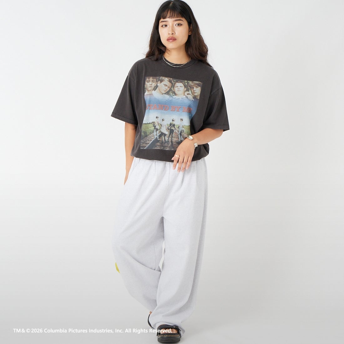 Jeans Factory Clothes [ジーンズファクトリークローズ] STAND BY ME / 40TH ANNIVERSARY Tシャツ [JFC-262-037] BLACK &&モデル身長：162cm 着用サイズ：S&&