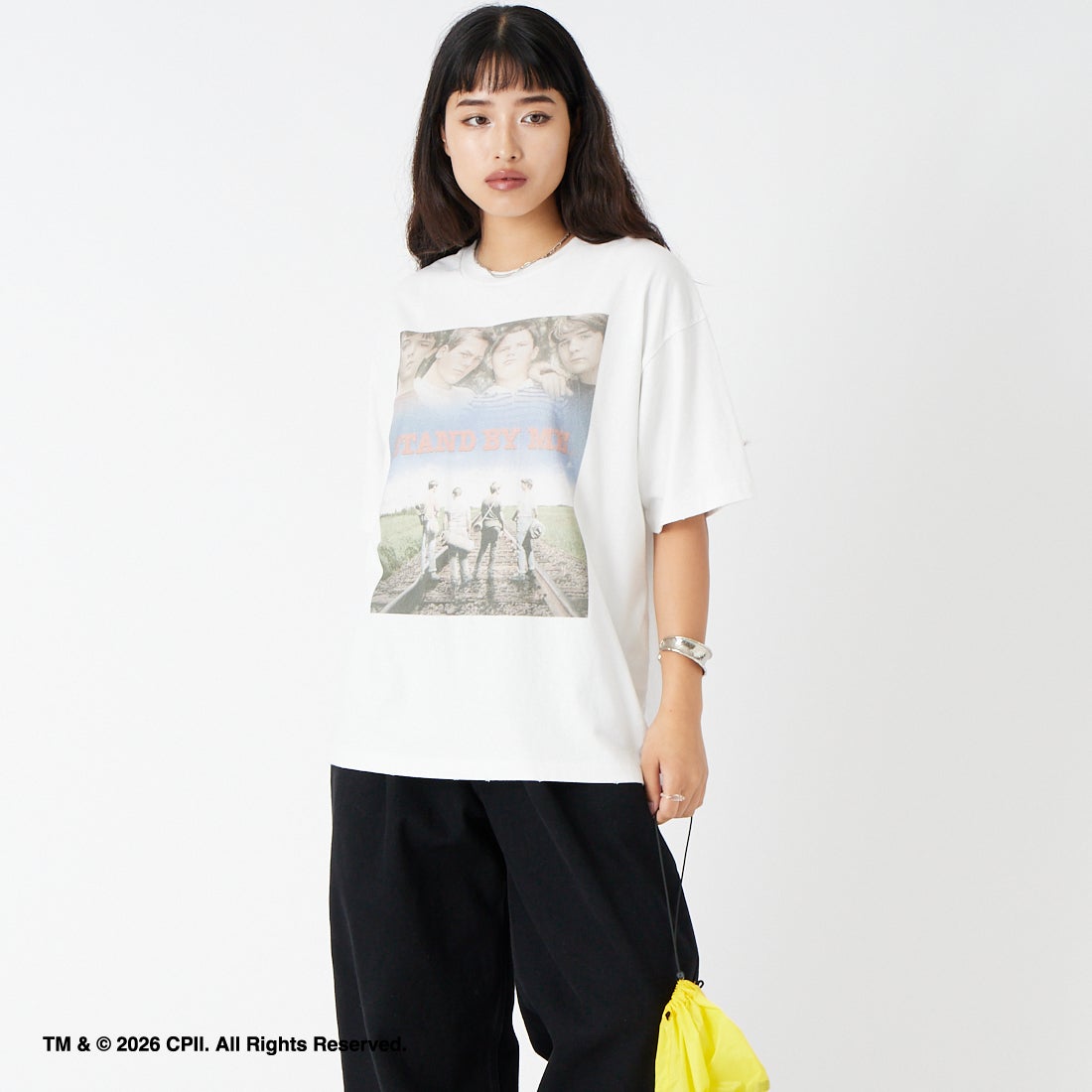 Jeans Factory Clothes [ジーンズファクトリークローズ] STAND BY ME / 40TH ANNIVERSARY Tシャツ [JFC-262-037] WHITE &&モデル身長：162cm 着用サイズ：S&&