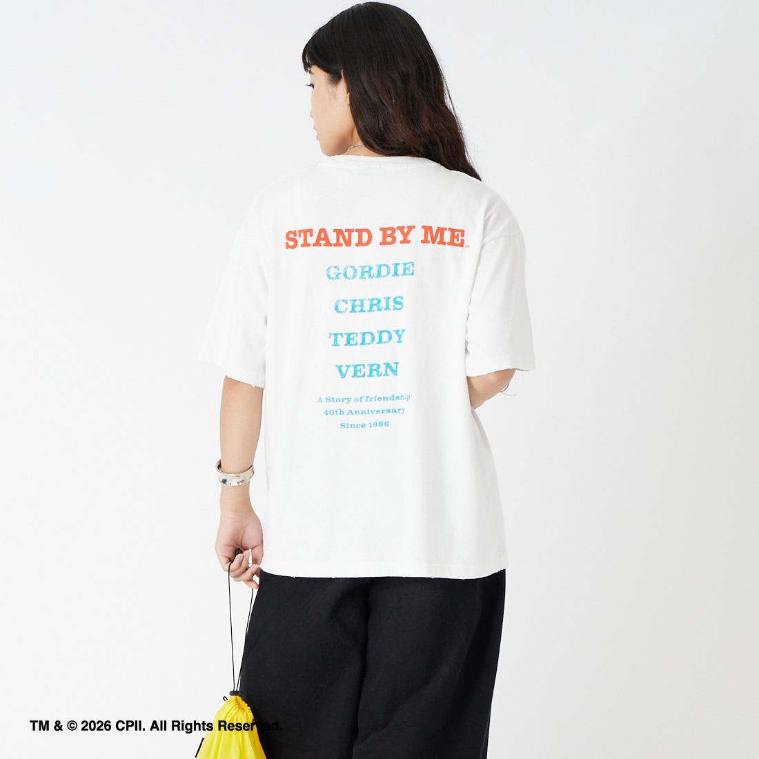 Jeans Factory Clothes [ジーンズファクトリークローズ] STAND BY ME / 40TH ANNIVERSARY Tシャツ [JFC-262-037] WHITE &&モデル身長：162cm 着用サイズ：S&&