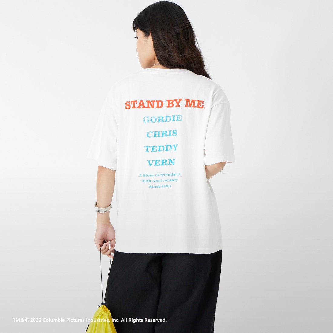 Jeans Factory Clothes [ジーンズファクトリークローズ] STAND BY ME / 40TH ANNIVERSARY Tシャツ [JFC-262-037] WHITE &&モデル身長：162cm 着用サイズ：S&&