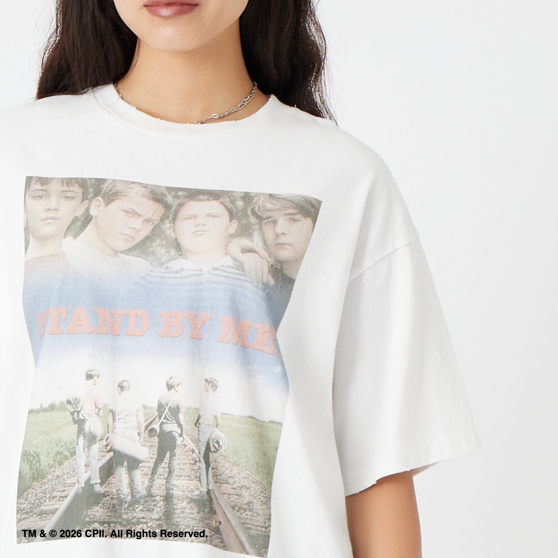 Jeans Factory Clothes [ジーンズファクトリークローズ] STAND BY ME / 40TH ANNIVERSARY Tシャツ [JFC-262-037] WHITE &&モデル身長：162cm 着用サイズ：S&&