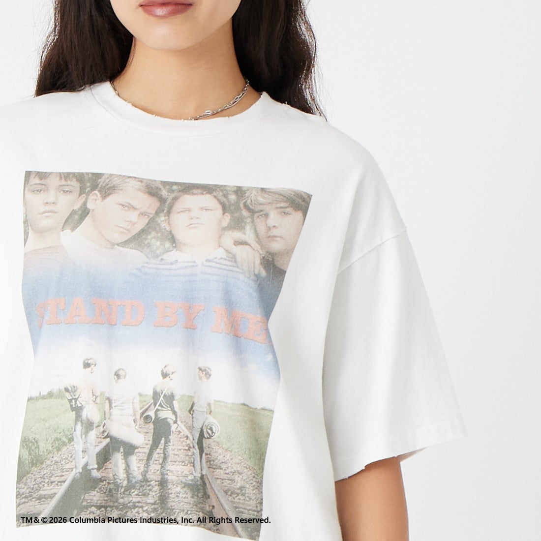 Jeans Factory Clothes [ジーンズファクトリークローズ] STAND BY ME / 40TH ANNIVERSARY Tシャツ [JFC-262-037] WHITE &&モデル身長：162cm 着用サイズ：S&&