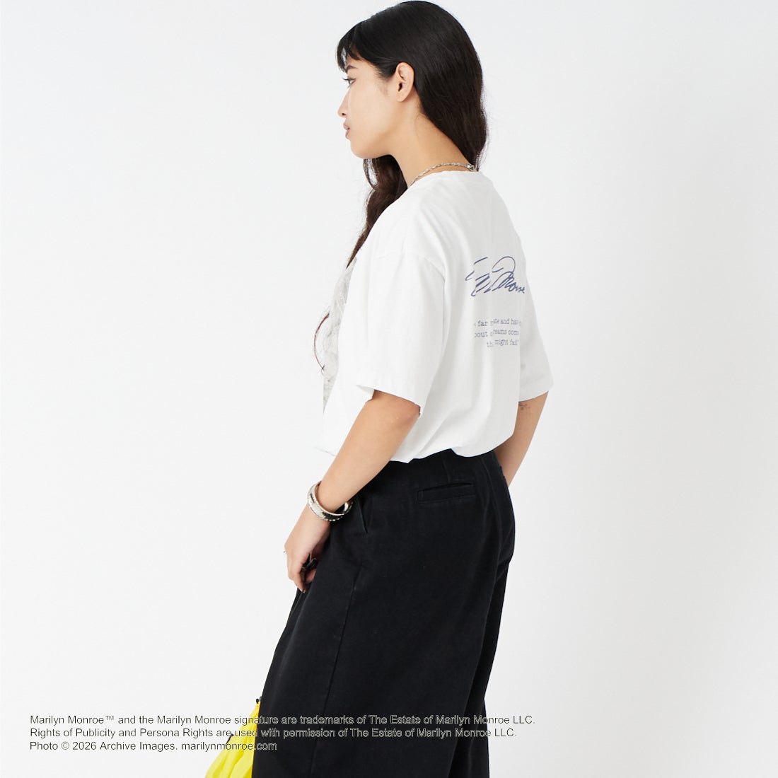 Jeans Factory Clothes [ジーンズファクトリークローズ] MARILYN MONROE / 100TH ANNIVERSARY Tシャツ [JFC-262-039] WHITE &&モデル身長：162cm 着用サイズ：S&&