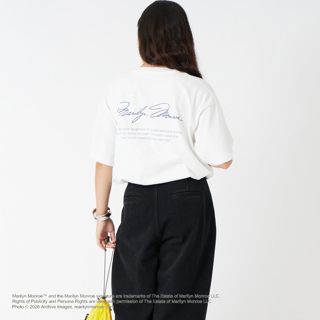 Jeans Factory Clothes [ジーンズファクトリークローズ] MARILYN MONROE / 100TH ANNIVERSARY Tシャツ [JFC-262-039] WHITE &&モデル身長：162cm 着用サイズ：S&&