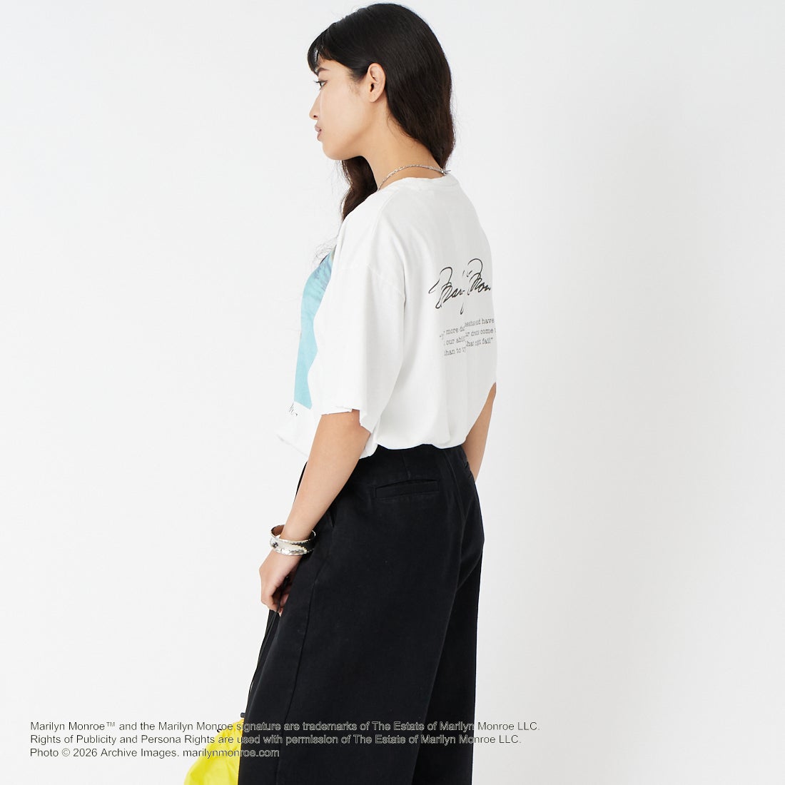 Jeans Factory Clothes [ジーンズファクトリークローズ] MARILYN MONROE / 100TH ANNIVERSARY Tシャツ [JFC-262-040] WHITE &&モデル身長：162cm 着用サイズ：S&&