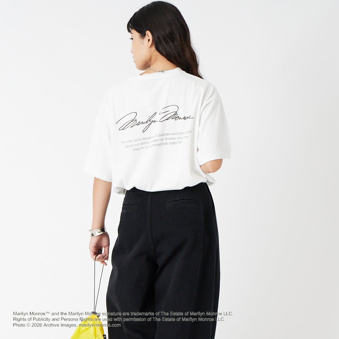 Jeans Factory Clothes [ジーンズファクトリークローズ] MARILYN MONROE / 100TH ANNIVERSARY Tシャツ [JFC-262-040] WHITE &&モデル身長：162cm 着用サイズ：S&&