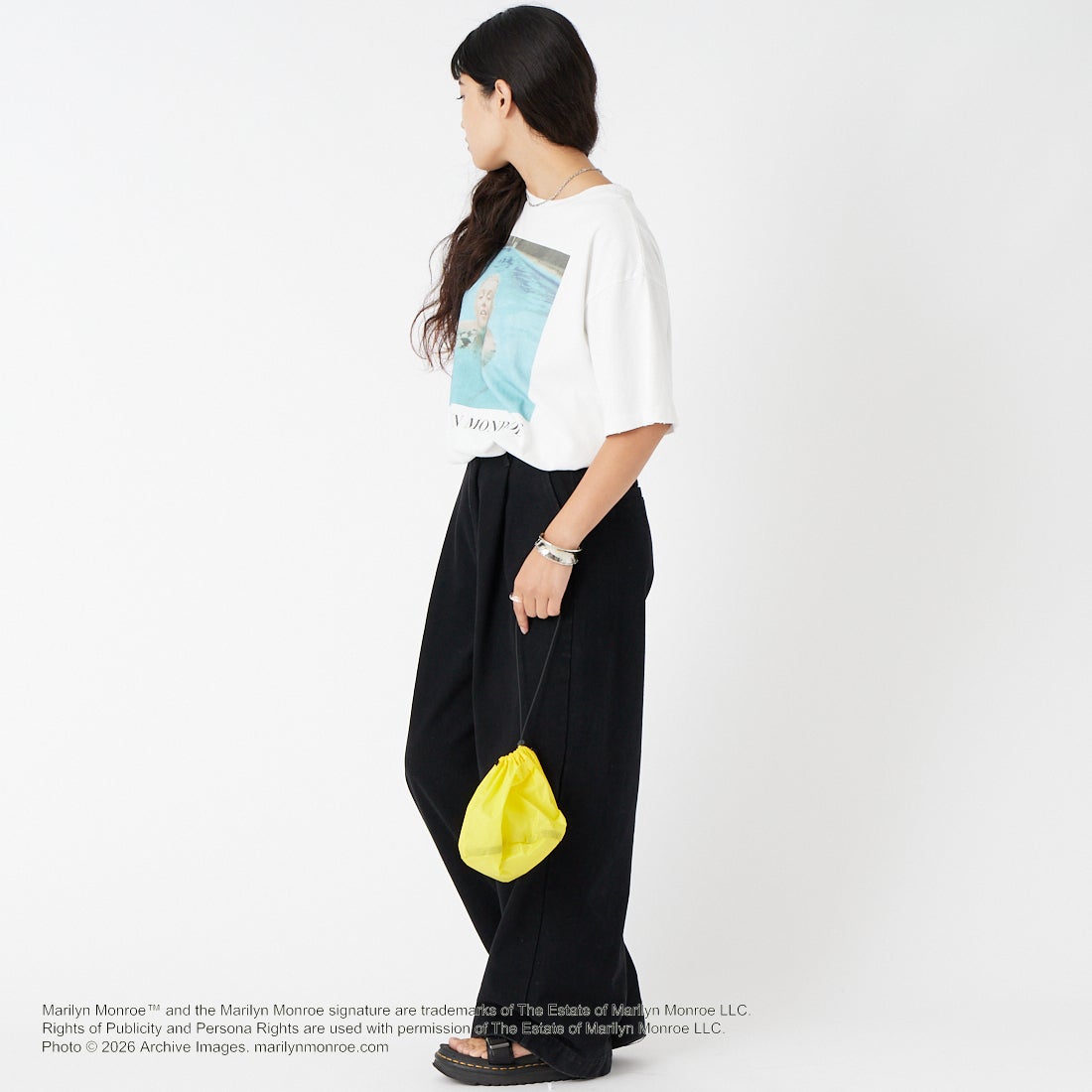 Jeans Factory Clothes [ジーンズファクトリークローズ] MARILYN MONROE / 100TH ANNIVERSARY Tシャツ [JFC-262-040] WHITE &&モデル身長：162cm 着用サイズ：S&&