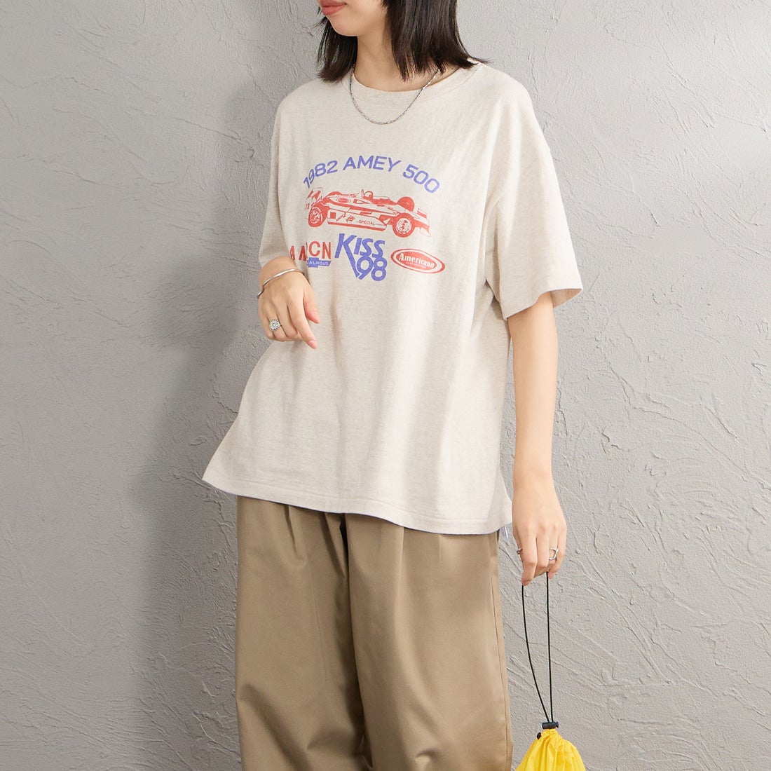 Americana [アメリカーナ] レーシングプリントTシャツ [BRF-848A-3] ｵｰﾄﾐｰﾙ &&モデル身長：162cm 着用サイズ：ONE SIZE&&