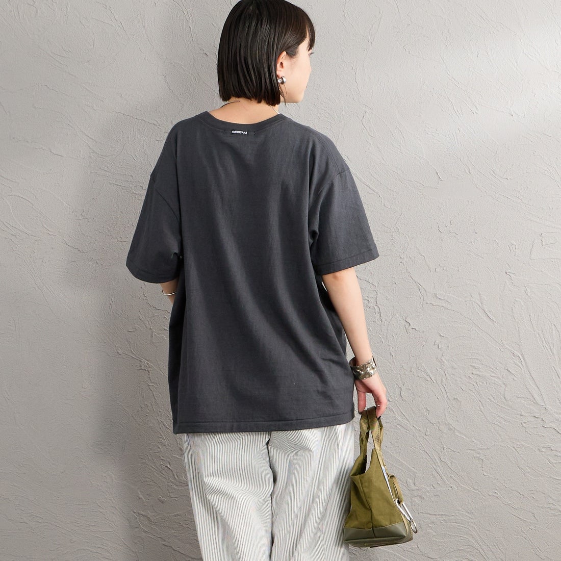 Americana [アメリカーナ] レーシングプリントTシャツ [BRF-848A-3] ｽﾐｸﾛ &&モデル身長：150cm 着用サイズ：ONE SIZE&&
