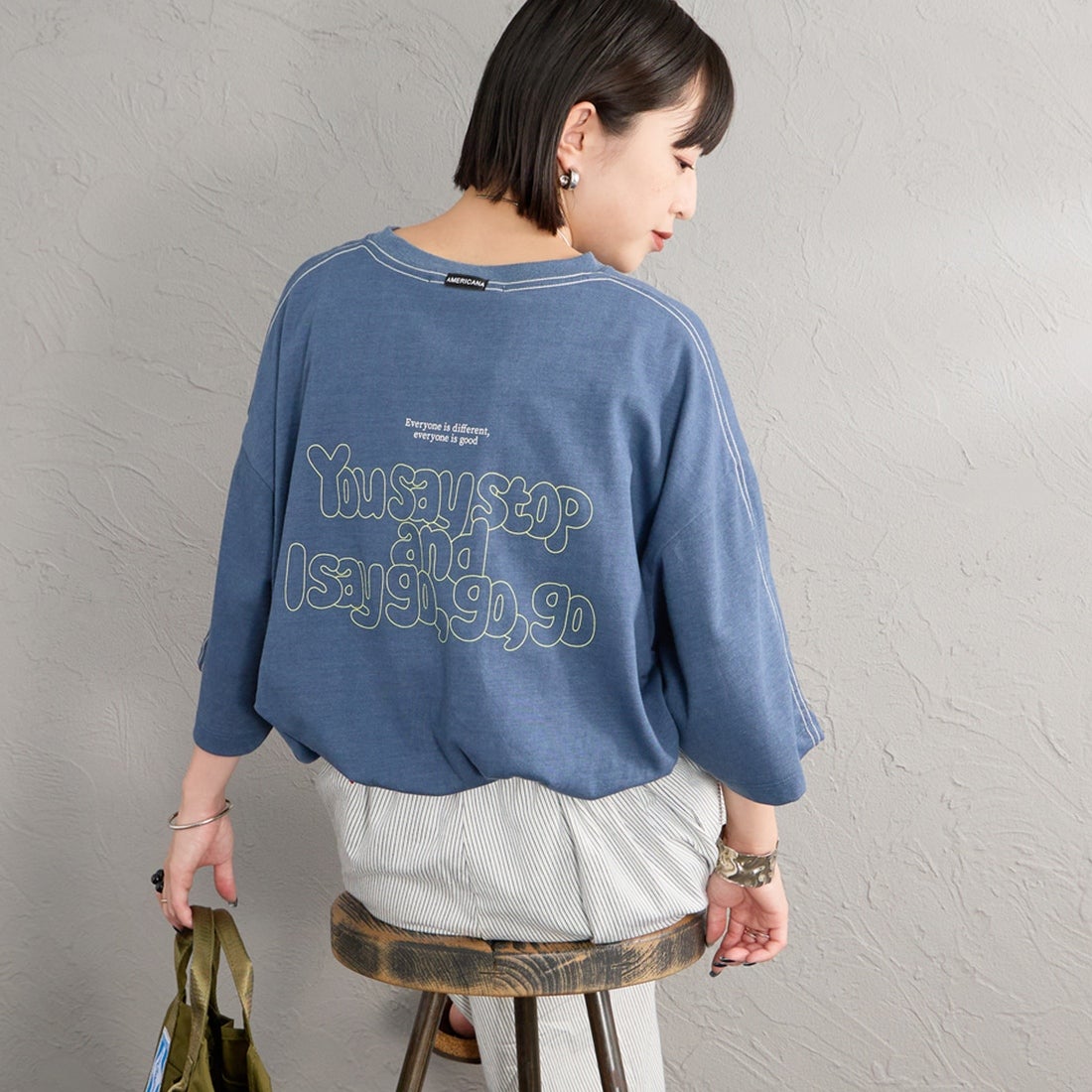 Americana [アメリカーナ] クロップド丈 バックプリントTシャツ [BRF-M