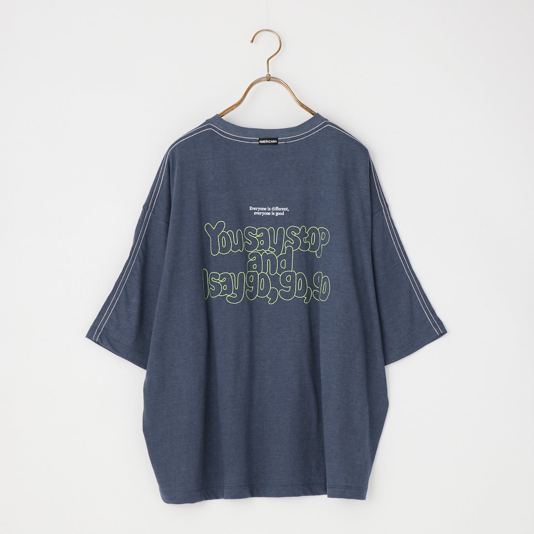 Americana [アメリカーナ] クロップド丈 バックプリントTシャツ [BRF-M-837A-2] ﾌﾞﾙｰ