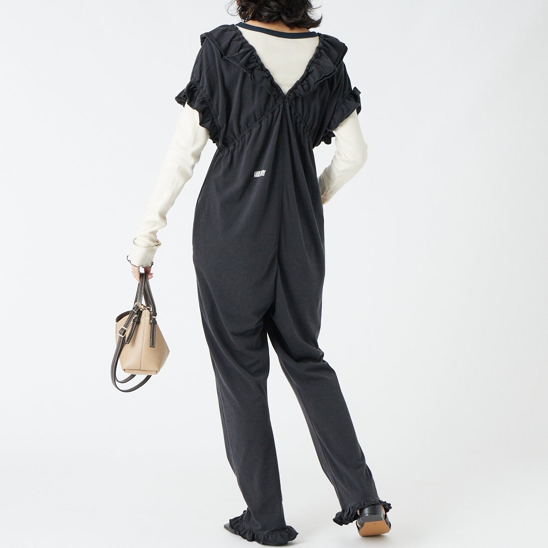 HOLIDAY [ホリデイ] スーパーファイン オールインワン [26101119] BLACK &&モデル身長：162cm 着用サイズ：ONE SIZE&&