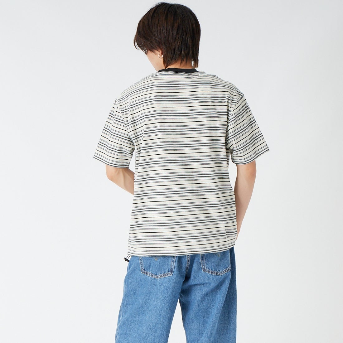 SCREEN STARS [スクリーンスターズ] 別注 マルチボーダードローコードTシャツ [2622-231IN-JF] GRAY &&モデル身長：177cm 着用サイズ：M&&